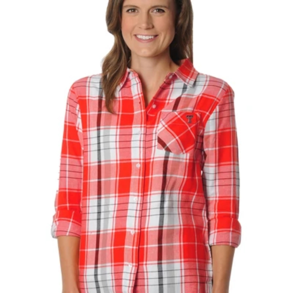 UG Apparel Women's NCAA Boyfriend Plaid L/S Top
